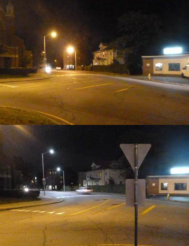 LED Pilot Project at the Intersection of Grafton and Hamilton Streets (before and after)